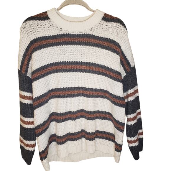 American Eagle Medium Women's Sweater Waffle Knit Striped Preloved good - Picture 1 of 5